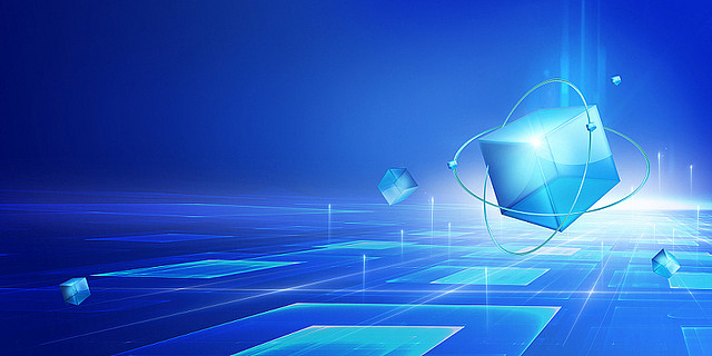 年中總結藍色科技感立方體科幻未來網絡發展.